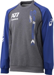 【ASICS/アシックス】 A77 クルーネックスウェットシャツ ブラック杢xATブルー ユニセックス アシックス